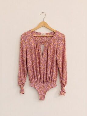 Free People Kaya Floral Pink Bodysuit